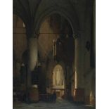 Jan Jacob Schenkel (1829-1900)Figures in a church interior. Signed lower right.canvas 58 x 44 cm.- -