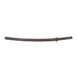 A Japanese sword 'katana', the shagreen grip with ito and two menuki. The sheath with an incised