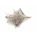 14 carat yellow gold spider web brooch from the 70's - 80's, Dutch Chain Work, the Netherlands.