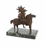 Aart van den IJssel (1922-1983)A bronze figure on a horse. Signed with monogram and dated 1967 on