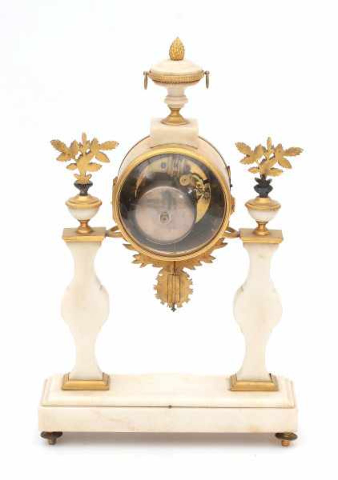 A white marble gilt mounted mantle clock. The clockkwork marked Bourdin a Paris. Associated. France, - Bild 2 aus 2