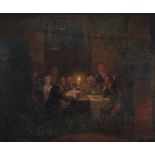 Pieter Gerardus Sjamaar (1819-1876)Candle-lit company in an inn. Signed lower right.panel 22,5 x