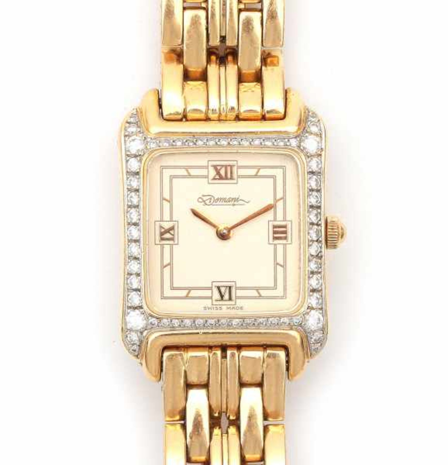 A 18 carat yellow gold lady's wrist watch, with quartz hour, brand: Christiano Domani, 126, ref