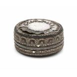 A Dutch silver and shagreen box. With in silver the coat of arms of William III of England (1650-