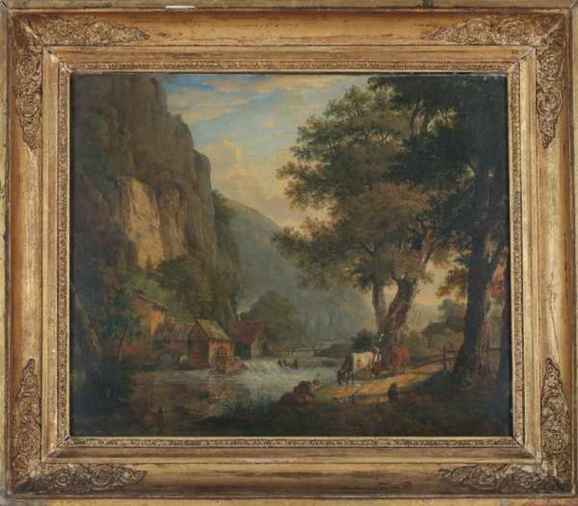 French school 19th centuryShepherdess by a watermill. Not signed.canvas 37 x 44,5 cm.- - -29.00 % - Bild 2 aus 4