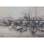 Marinus de Jongere (1912-1977)Harbour. Signed lower left.watercolour 47 x 68 cm.- - -29.00 % buyer's