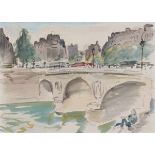 Jan Sluijters (1914-2005)Pont Saint-Michel in Paris. Signed lower right.watercolour 26 x 37