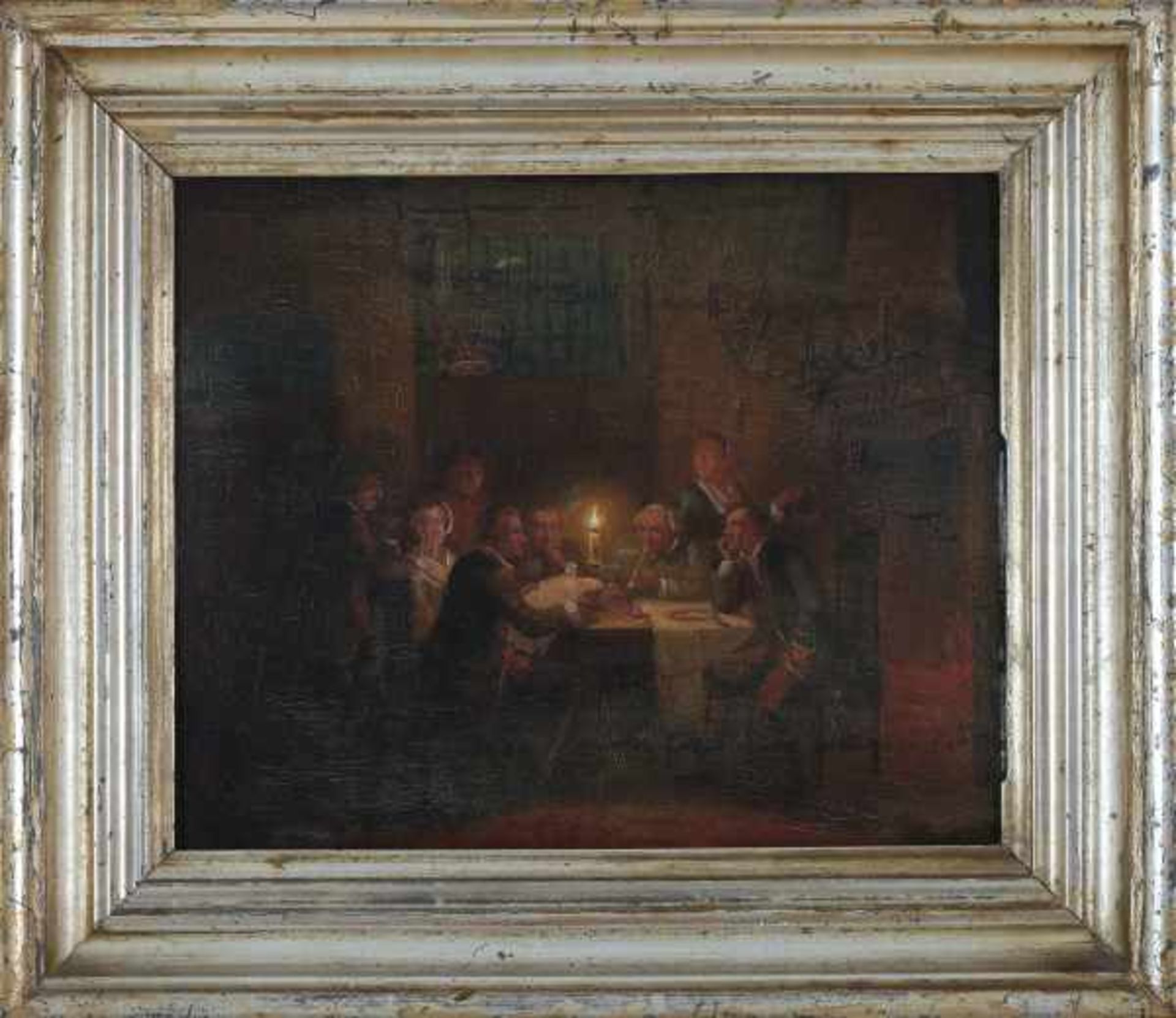 Pieter Gerardus Sjamaar (1819-1876)Candle-lit company in an inn. Signed lower right.panel 22,5 x - Bild 2 aus 4