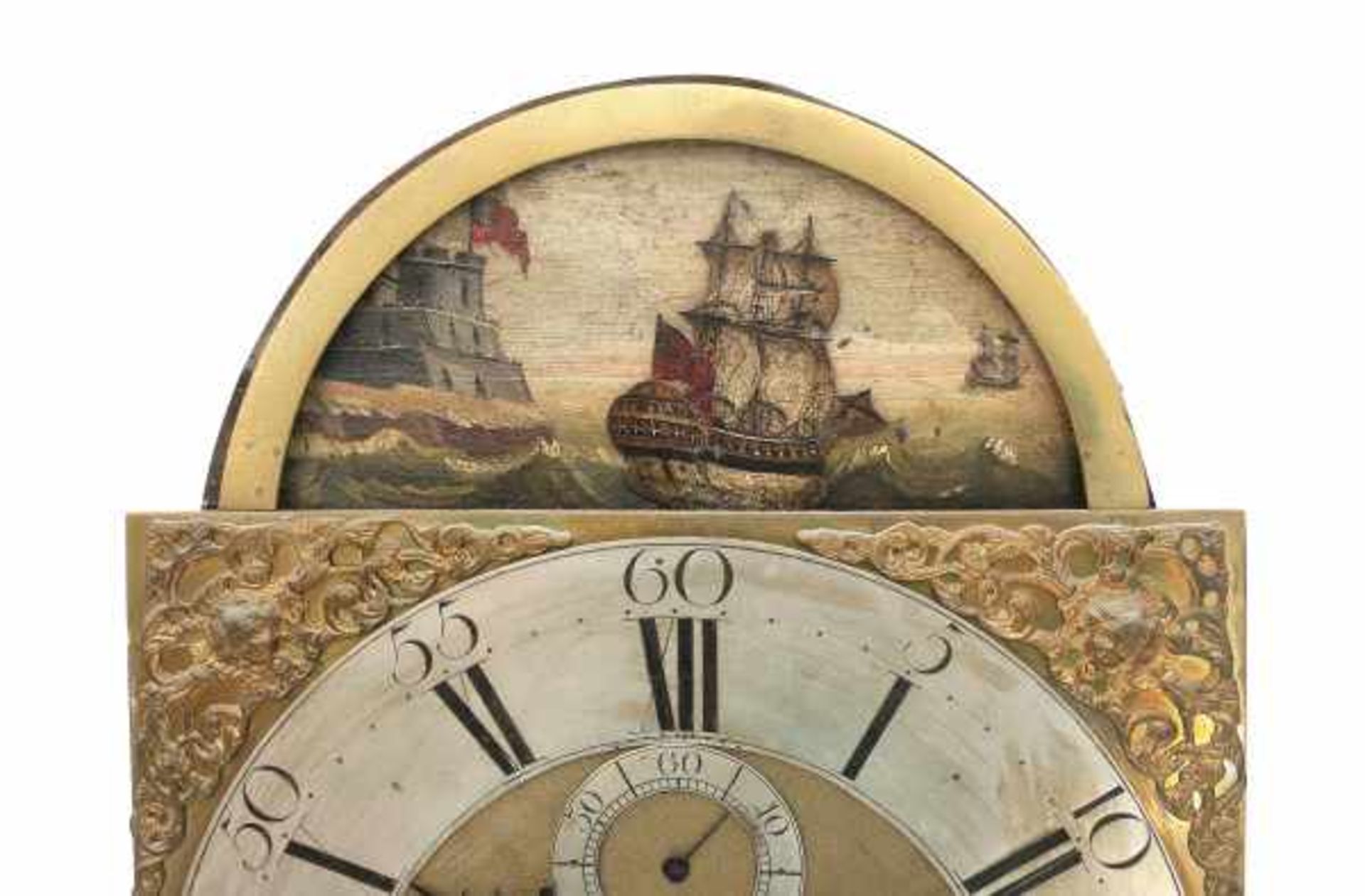 A longcase clock with painted case. The clockwork with ships movement and melody on eight bells. - Bild 2 aus 6