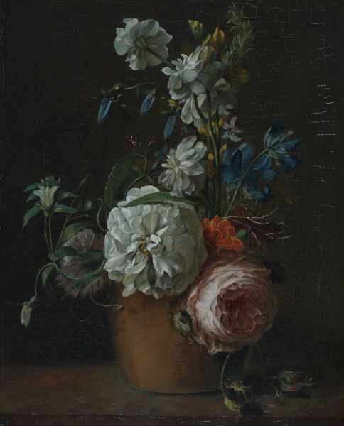 Dutch school 19th centuryFlower still life with pink peony. Circa 1800. Not signed.panel 25,5 x 20,5