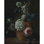 Dutch school 19th centuryFlower still life with pink peony. Circa 1800. Not signed.panel 25,5 x 20,5