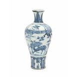 A Chinese blue and white vase, decorated with a continuous landscape with deer. Wanli period (1572-