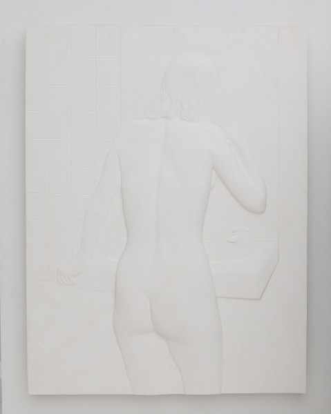 Jacques Verduyn (1946)A gypsum wall sculpture. Woman at her toilet. Signed lower right.133 x 100 x 9