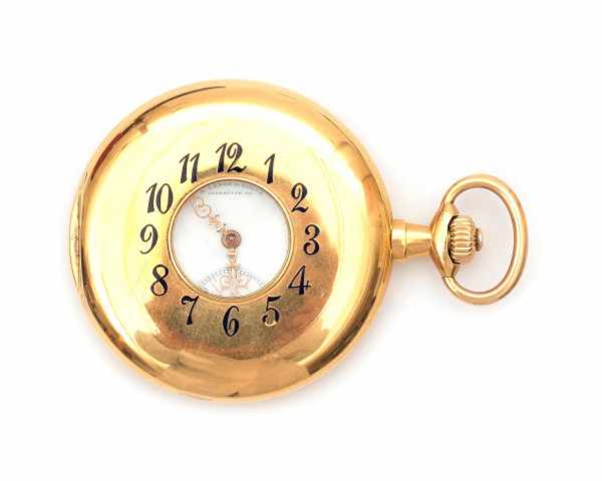 Lange und Söhne Glashütte. Half savonette pocket watch in 14 carat gold incl.a watch chain and