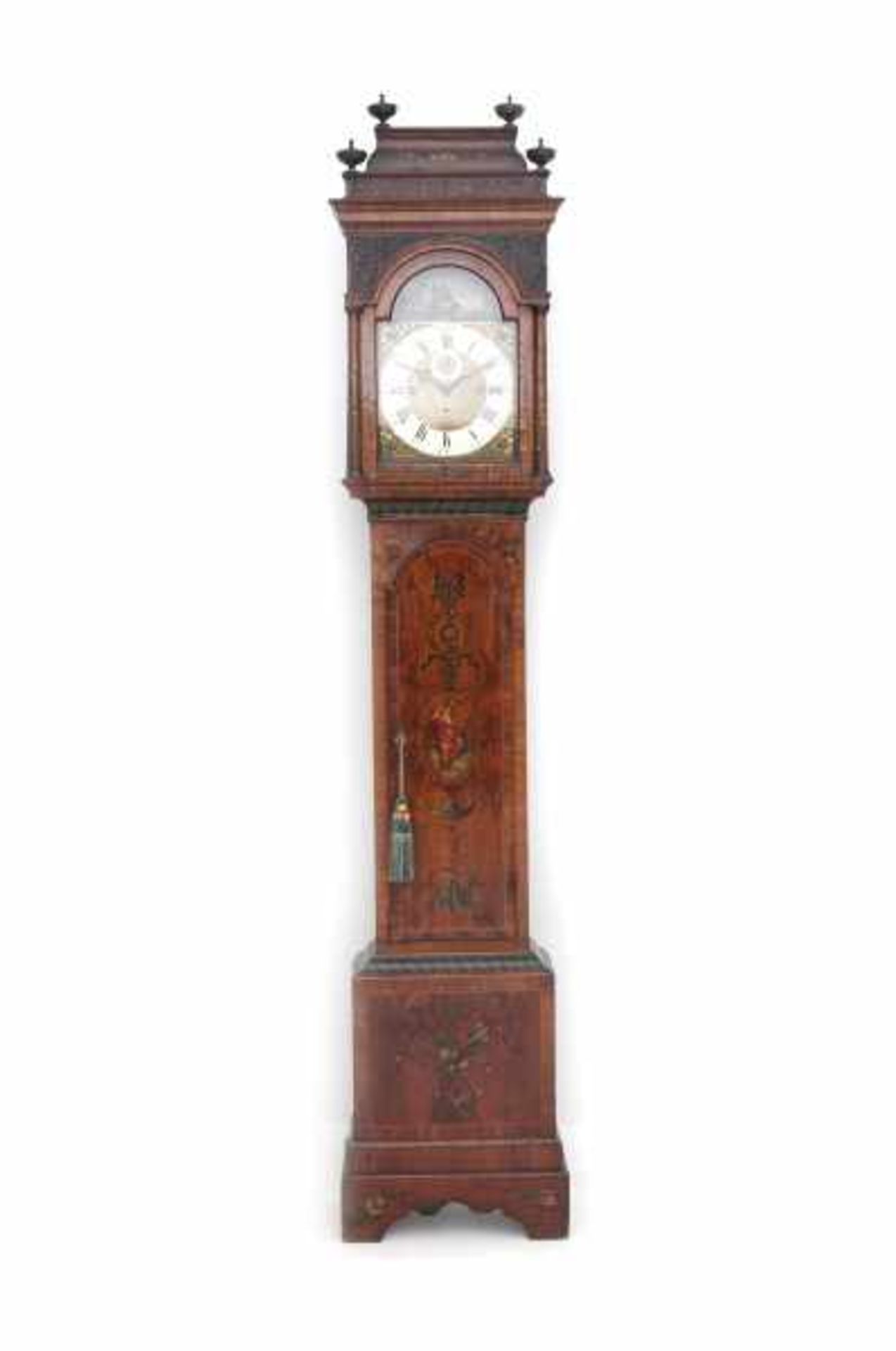 A longcase clock with painted case. The clockwork with ships movement and melody on eight bells. - Bild 5 aus 6