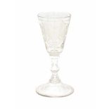 A Dutch engraved commemorative glass. 18th century.height 20,5 cm.- - -29.00 % buyer's premium on