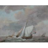 Dutch school 19th centuryFishing vessel on a rough sea. Unclearly signed and dated 1829 lower left.