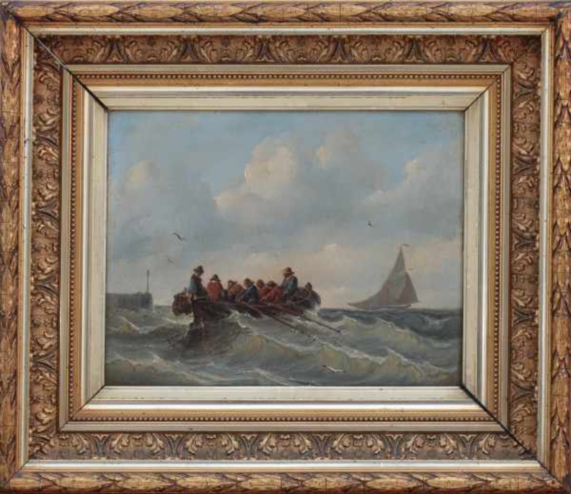 Dutch school 19th centuryRowing boat on restless waters. Signed and dated Albert van Beest 1850 - Bild 2 aus 4