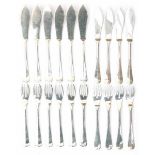 Ten Dutch silver fish forks and knives. Maker's mark Fa. A.J. Driesen, Schoonhoven. Year letters