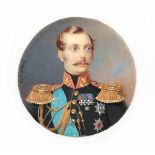 A Russian portrait miniature on ivory, Tsar Alexander II. With an unclear signature. 19th century