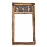 A part gilt mirror, with panel of figures holding guirlandes. 19th century66 x 37 cm.- - -29.00 %