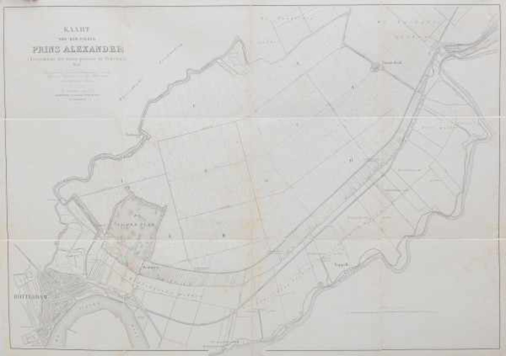 Kaart van den Polder Prins Alexander (Droogmaking der kleine plassen in Schieland). 1869. Op steen - Bild 2 aus 2