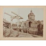 Eight mounted photographs of Leiden or surroundings i.a. Rijnsburgersingel, Blauwpoortsbrug and