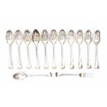 Twelve Dutch silver forks and spoons. Hallmarked The Hague. Maker's mark Adriaan P. Dingemans.