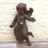Wooden putto on cloud, Germany, 18th century, some damage, l. 66 cm. 27.00 % buyer's premium on the
