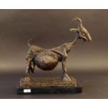 Bronze sculpture on stone base, Goat (after P. Picasso), h. 43 cm. 27.00 % buyer's premium on the