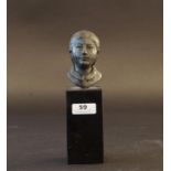 Bronze sculpture on marble base, Girl's head, 83/250 cm, h. 8 cm. 27.00 % buyer's premium on the