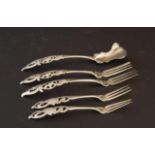 Dutch silver, second amount: 2 cake forks + 2 meat forks + ginger spoon, 19th century, appr. 123