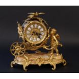 Bronze clock, decorated with putto, h. 37 cm. 27.00 % buyer's premium on the hammer price, VAT