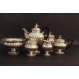 Dutch silver coffee and tea set, second amount, year letter H = 1842, consisting of: coffee pot,