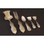 Dutch silver ginger serving set + 2 sugar spoons + Spoon, appr. 70 grams (5x) 27.00 % buyer's