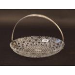 Glass dish with Dutch silver handle, second amount, diam. 23 cm. 27.00 % buyer's premium on the