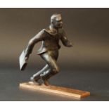 Bronze sculpture on copper foot, Running man, signed 'F. Albrecht', h. 26 cm. 27.00 % buyer's