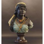 Amarella (XX), painted plaster bust of an Oriental lady, h. 76 cm. 27.00 % buyer's premium on the
