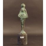 Bronze sculpture on marble base, Patinated girl, h. 29 cm. 27.00 % buyer's premium on the hammer