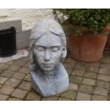 Composite garden sculpture, Female head, small damage to the cheek, h. 57 cm. 27.00 % buyer's