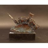 Bronze sculpture on marble base, Procession, with monogram, dim. 17 x 24 cm. 27.00 % buyer's