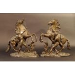 2 spelter horse tamers, 19th/20th century, h. 40 cm (2x) 27.00 % buyer's premium on the hammer