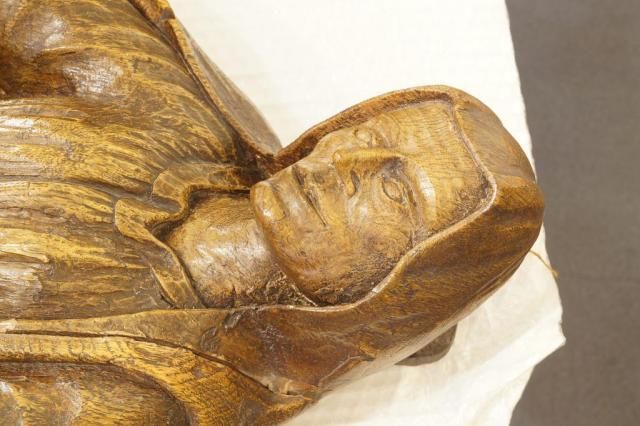 Wooden sculpture, 18th/19th century, Anna and Mary, slightly damaged, l. 126 cm. - Image 3 of 3