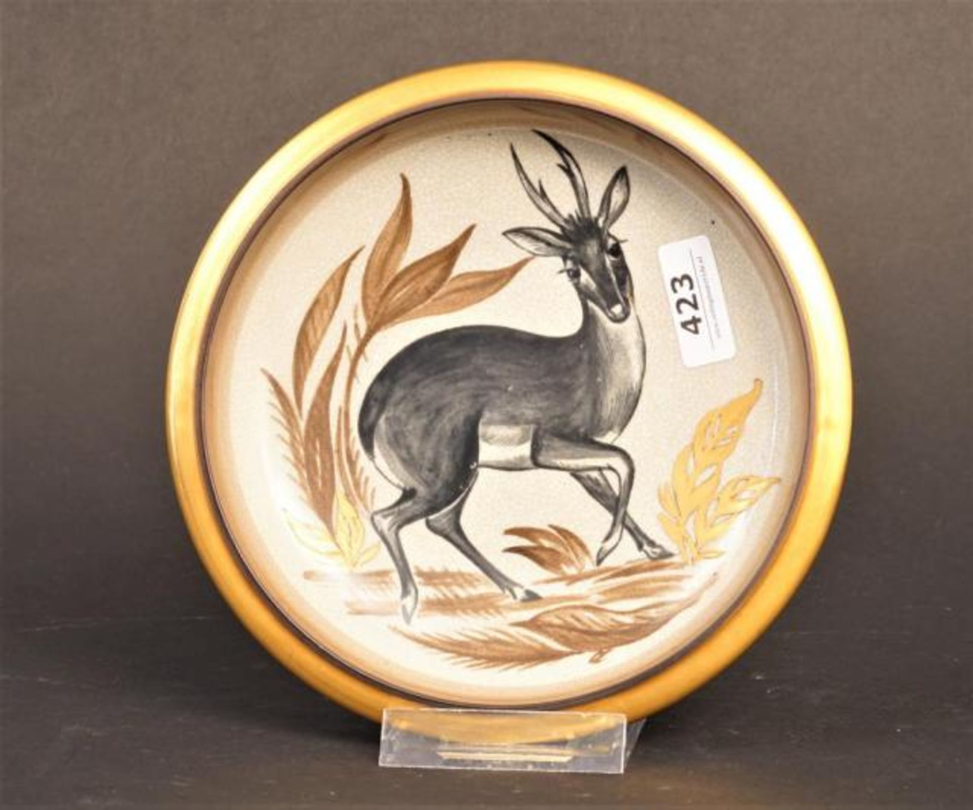 Porcelain Royal Copenhagen dish with deer, diam. 17 cm.