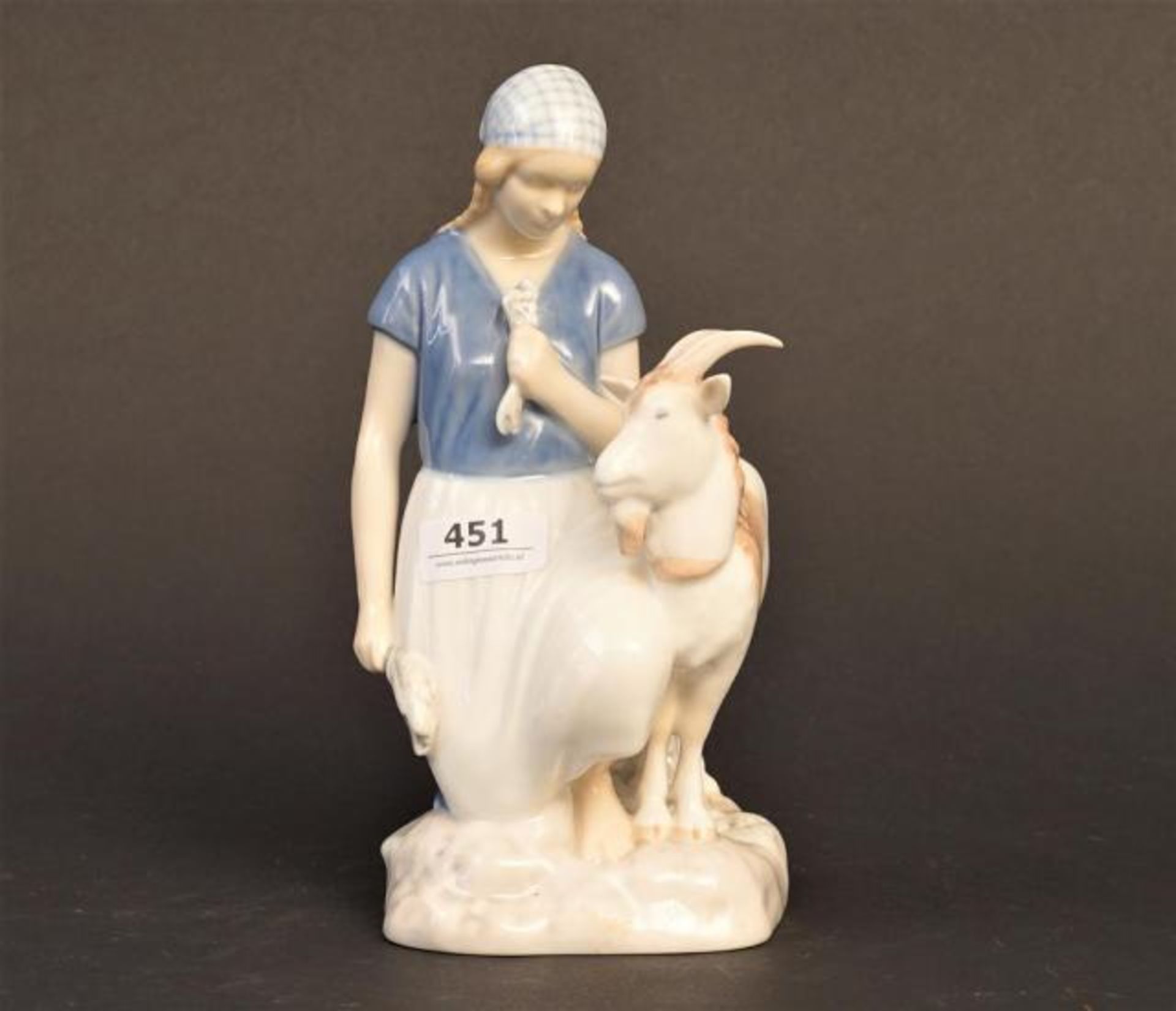 Porcelain Bing & Grondahl girl with goat, h. 20 cm.