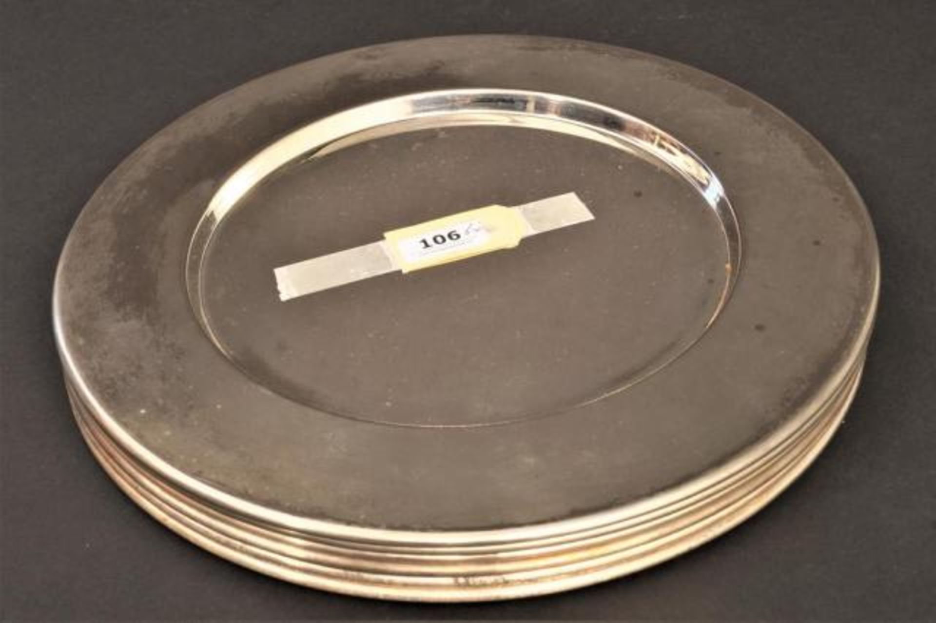 6 silver-plated large plates, diam. 29,5 cm (6x)