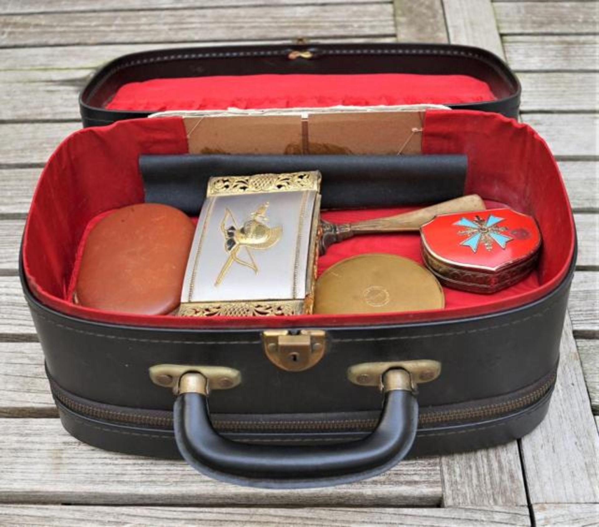 Leather travel suitcase with content - Bild 2 aus 2