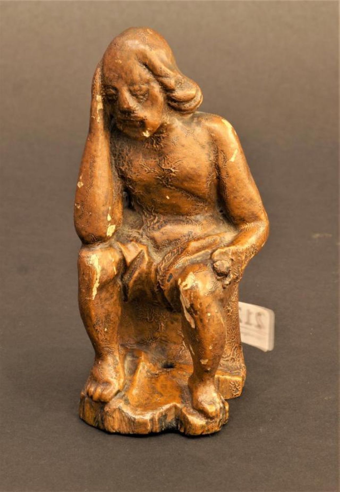 Wooden sculpture, Christ on the cold stone, 19th century, h. 12 cm.