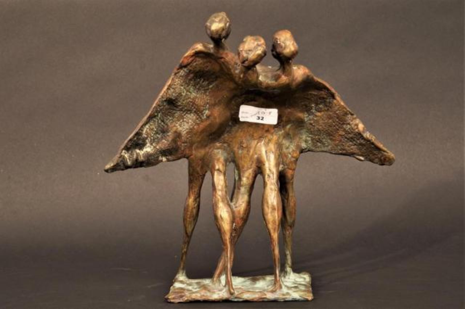 Bronze sculpture of a winged figure, monogram 'VH', h. 24 cm.