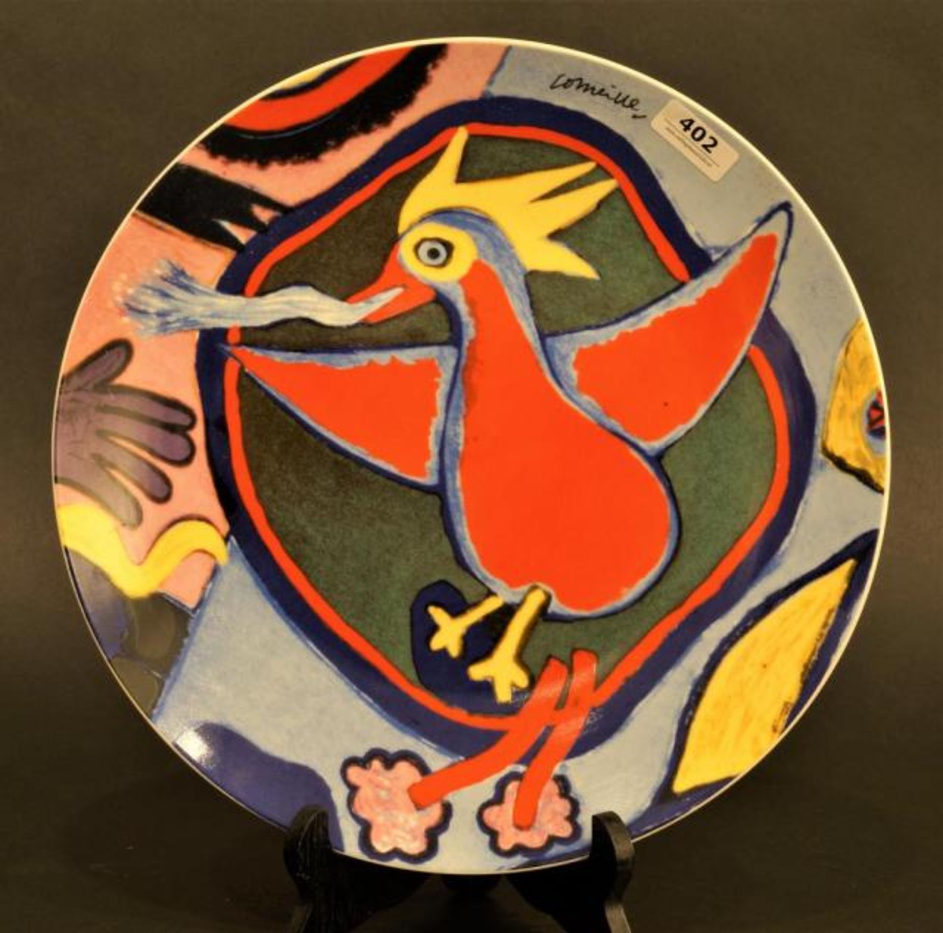 Earthenware plate with transfer print, Corneille, diam. 30 cm.